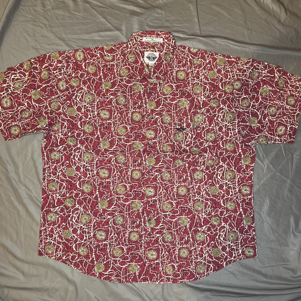 Dockers Vintage Shirt‎ Mens XL Hawiian Print Button Down Short Sleeve Beachwear